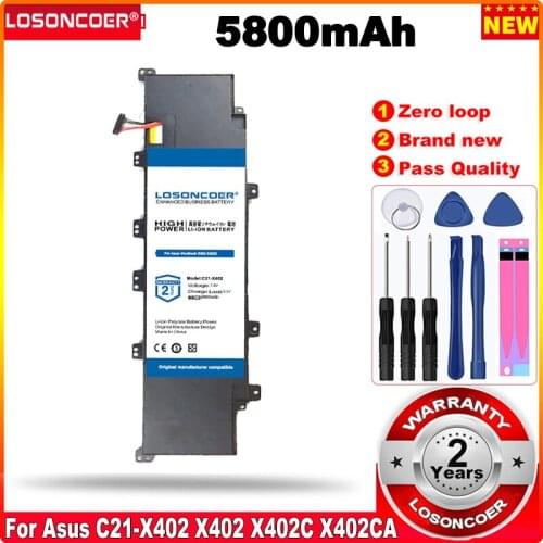 LOSONCOER 0 Cycle 100% New 5800mAh C21-X402 Laptop Battery for ASUS C21-X402 S300 S400 S400C S400CA S400E X402 X402C X402CA