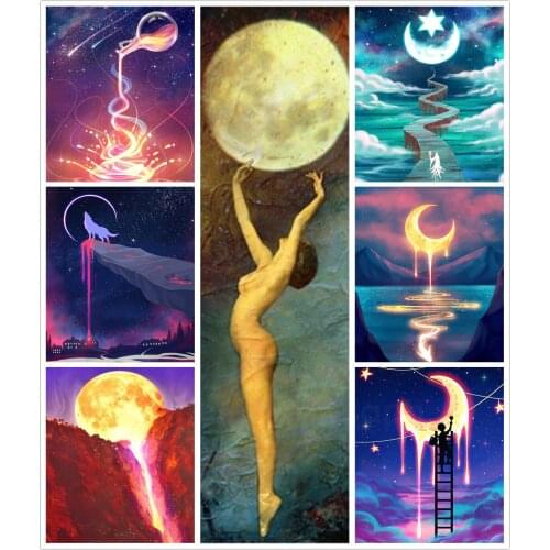Fantasy Moon Night Scenery 5D Diy Full Square & Round Diamond Painting Embroidery Cross Stitch Kit Wall Art Handcraft Home Decor
