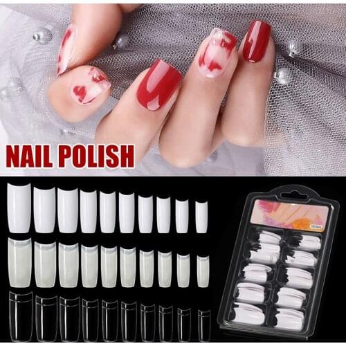 Nail Tips Fake Nails French Transparent Natural White 100 PCS Paste 10 Sizes Half Cover Nail Manicure Nail Art накладные ногти