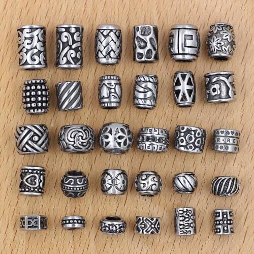 Never Fade 4-7mm Hole Stainless Steel Retro Bead Charm Fit Original Charm Bracelet Necklace DIY Jewelry Making