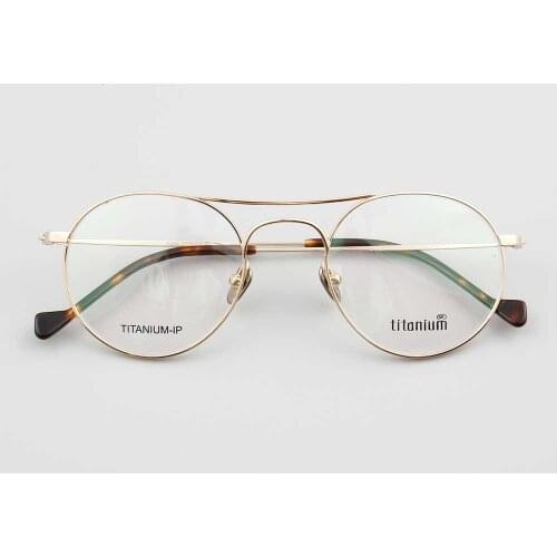 YOUTOP Pure Titanium Round Double Bridge Full-Rim Lightweight Optical Eyeglasses 9149