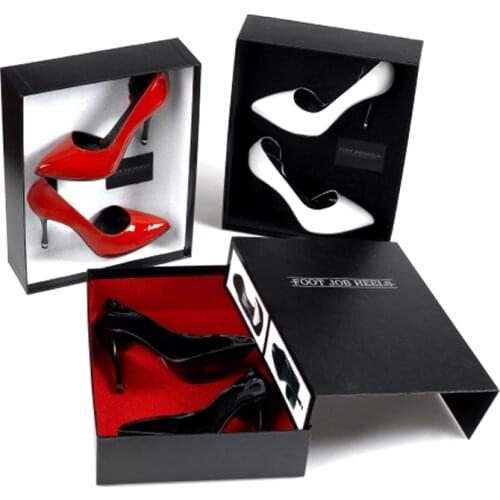 Personalised Black Small Cardboard Paper high heel shoe packing box custom sandal shoe packaging box