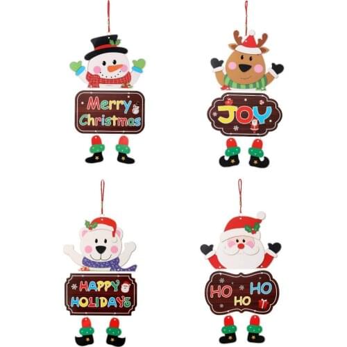 Santa Claus Gifts Xmas Tree Drop Ornaments Christmas Decor Painted Windows Door Hanging Pendant for Home Xmas Tree Decor
