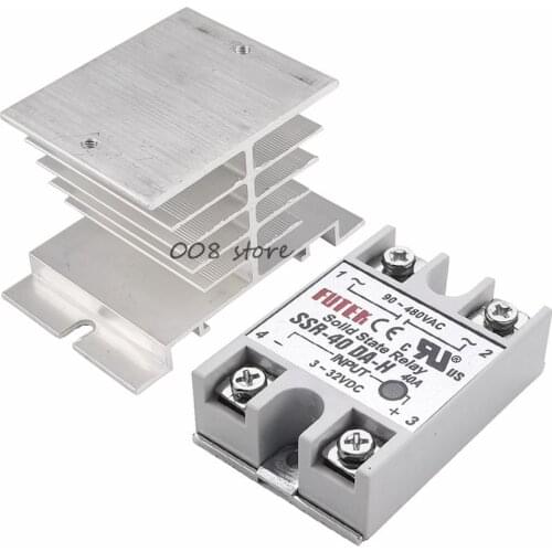 SSR-40 DA-H DC-AC Solid State Relay SSR 40A 3-32V DC / 90-480V AC w Heat Sink