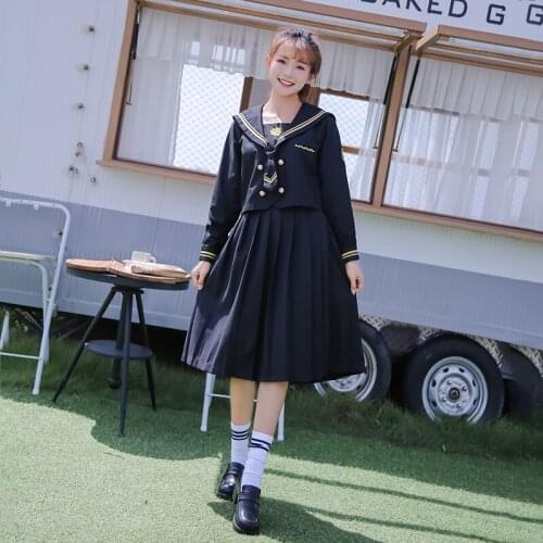 Japanese jk uniform skirt school uniform girl sailor suit sweet casual college style suit Lolita top + skirt