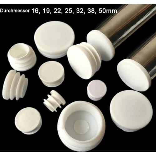 4pcs Round steel pipe plug white Plastic tube end caps chair leg Cover table foot socks floor protector pads furniture parts