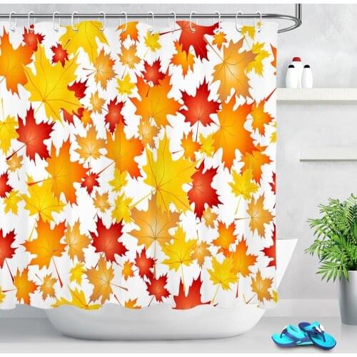 Maple Leaf Pattern Shower Curtains Bathroom Curtain Fabric High Quality Waterproof Leaves Printing Bath Shower Curtain with Hook