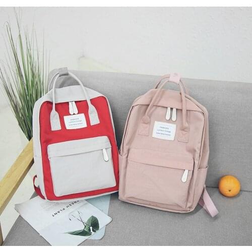 Women Canvas Backpacks Candy Color Waterproof School Bags for Teenagers Girls Big Cute Laptop Backpack Patchwork Kawaii Backpack