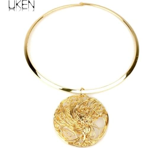 UKEN Brand Fashion Torques Cheap Collar Choker Necklace For Women Big Metal Wire Pendants Necklaces Statement Jewelry