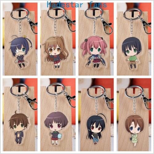 10 pcs/lot Anime Cyuunibyou Demo Koigashitai Acrylic Keychain Toy Figure Bag Pendant Double sided keyring Gifts
