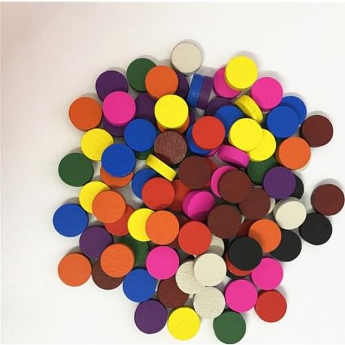 100pieces 15*5MM Solid not plywood wooden Pawn Game Pieces Colorful Chess For Token Board game/Educational Games Accessories