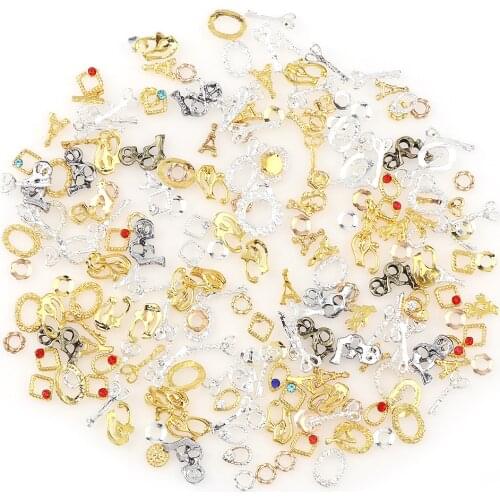 20Pcs 5-10 mm Mix Hollow Series Design Nail Art Manicure Supplies Glitter Alloy Charms Rhinestones For Nail Design