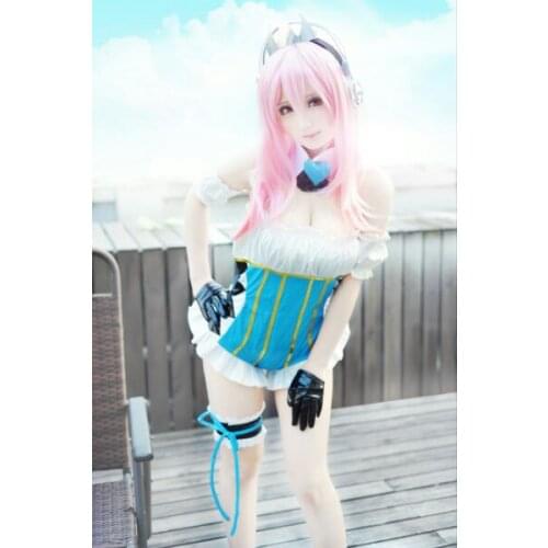 2016 Anime New Hot Sexy Super Sonic Cosplay Costume PU Leather Halloween Party Dress Clothing Blue Version