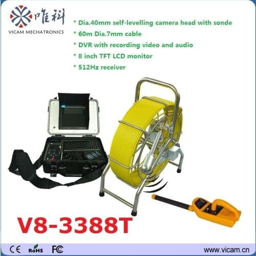 512Hz pipe locator 60m self-levelling borehole chimney sewerage pipe inspection camera V8-3388T
