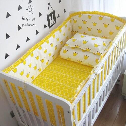 6/9pcs Crown Baby Bedding Set Soft Cotton Crib Sets Kids Crib Bumper Crib Bed Linen Kit Cartoon 120*60/120*70cm