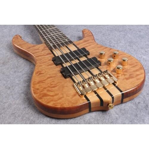 6 strings bass custom bass 9V battery pickups 5 pieces neck free shipping bass all gold knobs