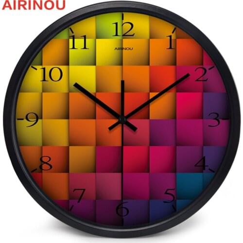 Airinou Classic retro wall clock color quartz glass abstract , memory of the clock