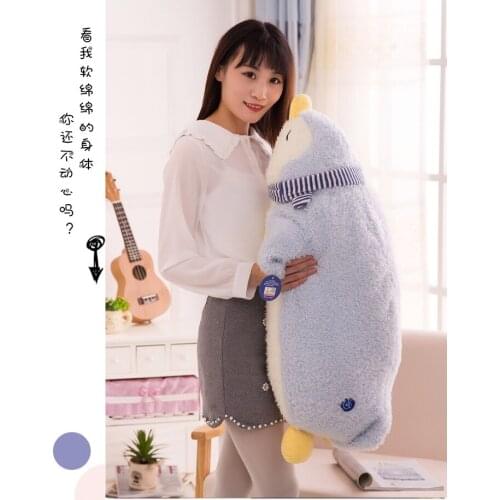 Big new plush lying scarf penguin toy lovely blue penguin doll gift about 90cm 2665