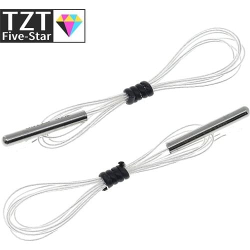 TZT PT100 Platinum Resister Temperature Sensor Waterproof Temp Probe -20~450 Celsius Insulated Shielding Fiberglass 50CM