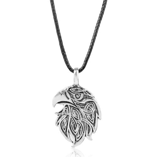 Dongsheng Nordic Mythology Viking Amulet Necklace Viking Animal Head Pendant Necklace Irish Rope Chain Odin Christmas Gift