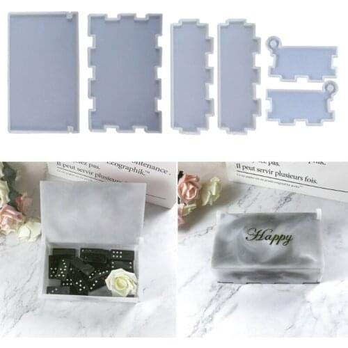 Epoxy Crystal Resin Silicone Mold 1 Set Domino Resin Storage Box Mould for DIY Home Decoration Jewelry Making