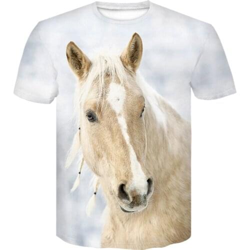 Summer fashion men and women casual short sleeved crewneck printed t-shirts trend street wear animal and horse t-shirts