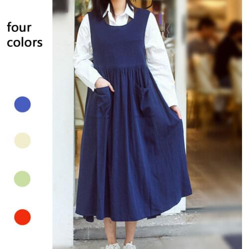 Enlarged size side opening Cotton Apron large work clothes floral Cafe home apron kitchen apron apron dress baking accessories