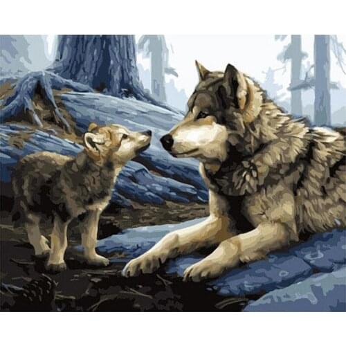 Painting By Numbers DIY Dropshipping 50x65 60x75cm Warm Mother And Child Animal Handmade For Living Room Wall Decor Oil Painting