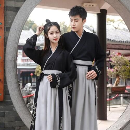 Men Women Hanfu Chinese Classical Dance Costume Folk Festival Outfit Rave Embroidery Performance Clothes Stage Costumes DF1134