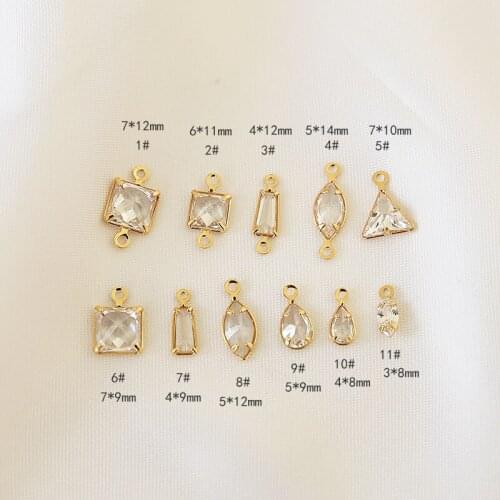 Copper-clad gold simple geometric water drop zircon pendant diy handmade jewelry earrings necklace bracelet accessory material