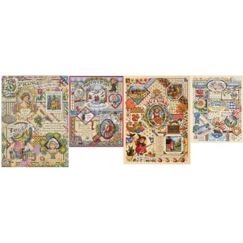6-Counted Cross Stitch Kit Cross stitch RS cotton with cross stitch Spring, summer, autumn and winter