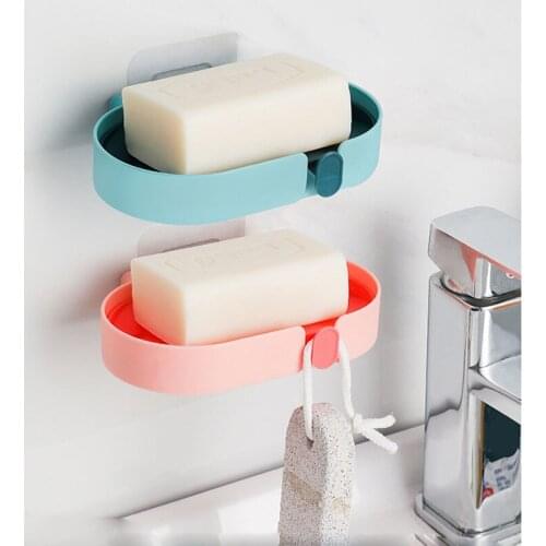 Non-Installation Punch-Free Wall-Mounted Self-Adhesive Double Layer Drain Soap Dish Bathroom Scented Soap Box Storage Rack