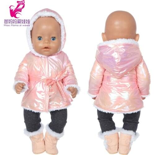 Baby Dolls Clothes Coat Silver Pink Hoody For 18 Inch Girl Doll Winter Jacket Toys Outfits