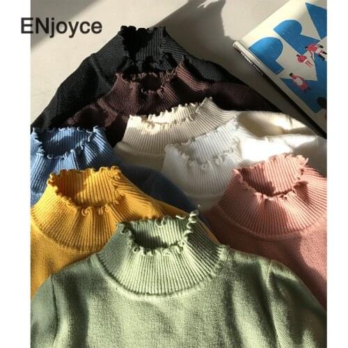 2020 Autumn Winter Thin Knitted Sweater Women Knit Pullover Sweater Long Sleeve Turtleneck Slim Jumper Soft Warm Pull Femme