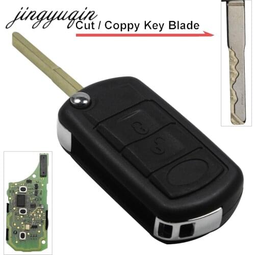 Jingyuqin 315Mhz Flip Remote Car Key Shell Fob 3 Button for LAND ROVER Range Rover Sport LR3 Discovery Cut/Uncut HU101 Blade