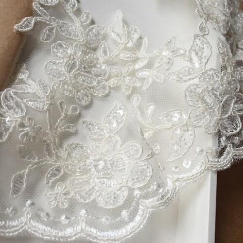 Luxury Beaded Embroidered Trimming Lace With Cord Boarder Wedding Dress DIY Veil Lace Trim 10 Yards