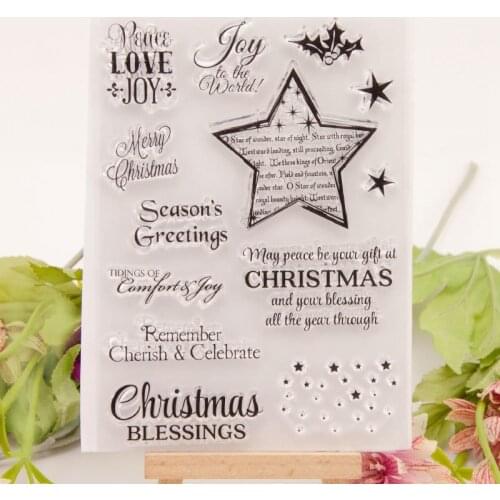 Christmas star blessing words clear stamp sheet rubber cutting dies DIY sealing stamping stationery craft tool