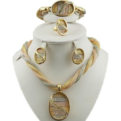 Wow, fashion gold jewelry set bridal african wedding party big sets bracelet necklace earring ring plating special new design