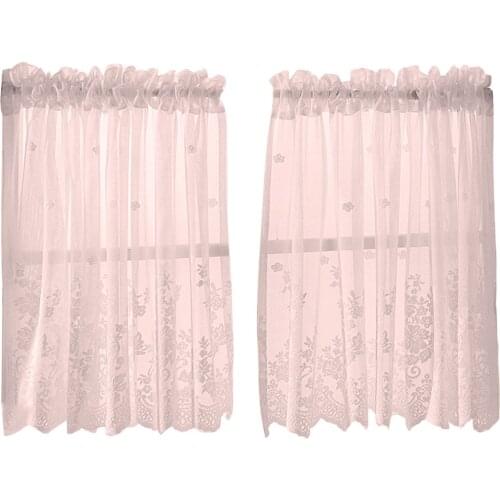 Embroidered Lace Window Tiers Kitchen Cafe Half Curtains Valance Decoration