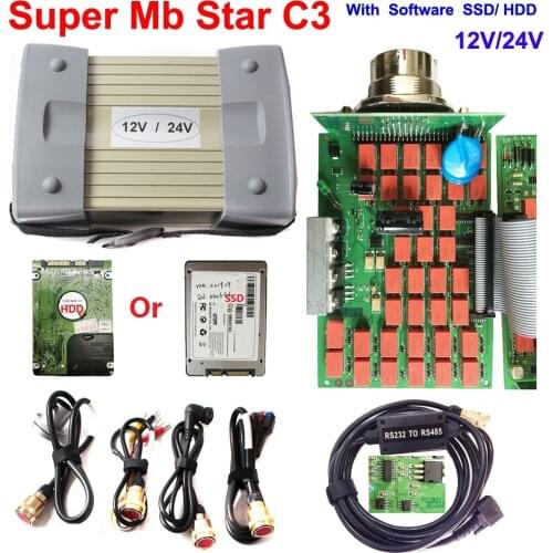 Top Quality MB Star C3 Full Chip Support 12V and 24V MB C3 Star Diagnosis Tool MB Star C3 Multiplexer Tester Free Shipping