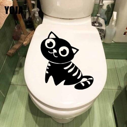 YOJA 21.4X23.6CM Cat Chatters Toilet Decal Art Mural Wall Sticker Home Room DIY Decor T5-0224