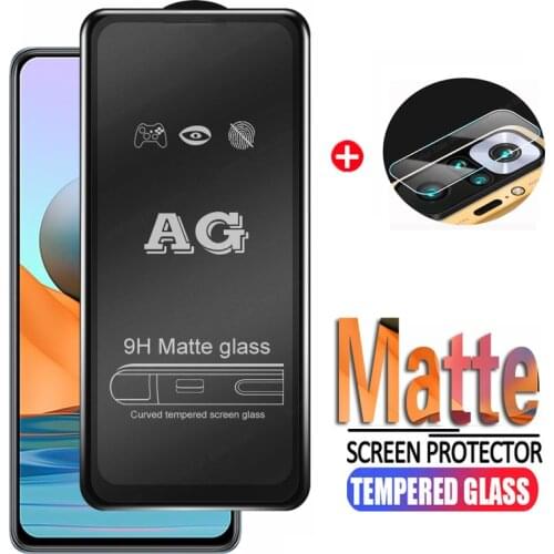 2 in 1 Camera Protector For Xiaomi Redmi Note 10 Pro Full Glue Matte Tempered Glass for Redmi Note 10S 10T 10 5G Glass Not Film