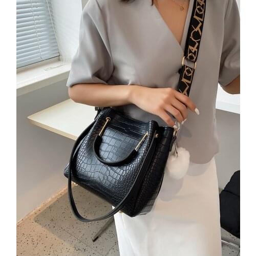 Stone Pattern PU Leather Bucket Bags For Women 2021 Small Shoulder Messenger Bag Lady Fashion Handbags Luxury Totes