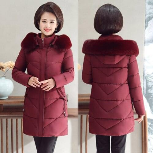 Womens winter jacket high-end new long temperament mother loaded fur collar hooded cotton coat fashion wild womens clothing