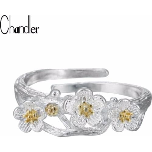 Chandler New Fashion Fidget Spinner Female Cherry Flower Rings For Women Christmas Wedding Gift Bagues Strass joyas de acero