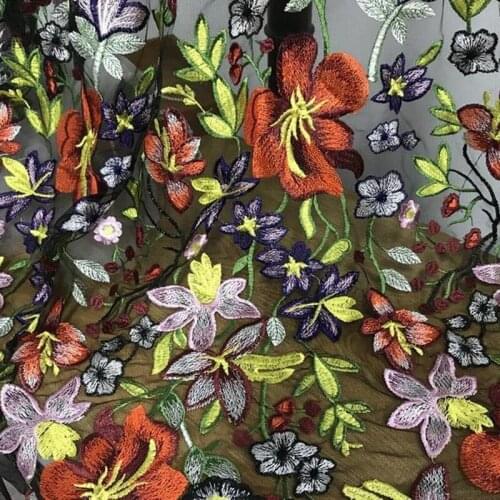 1 Yard Multicolor Lace Fabric, Colorful Blossom Floral Lace Fabric for Prom Dress, Floral Wedding Dress, Lace Tops