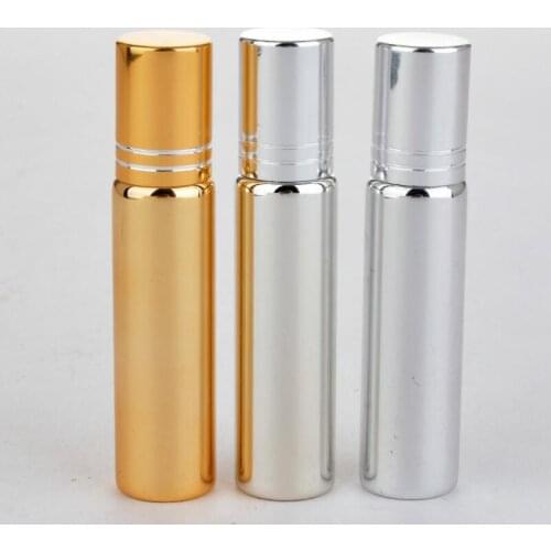 10ml Roll On Glass Bottle Black Gold Silver Fragrances Essential Oil Perfume Bottles With Metal Roller Ball LX9010