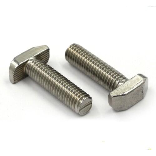 10pcs M5 10mm/12mm/16mm/20mm/25mm Hammer Head T Bolt Screw Nickel Plated For 2020 series 20 X20 Aluminum Profile