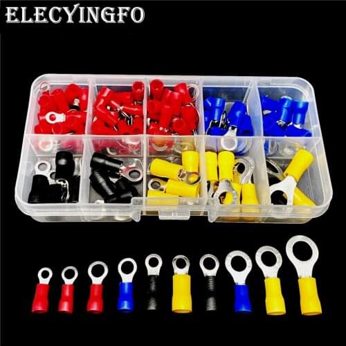 102pcs RV1.25-5.5 Ring Insulated Wire Connector Electrical Crimp Terminal RV1.25/2/3.5/5.5 with box