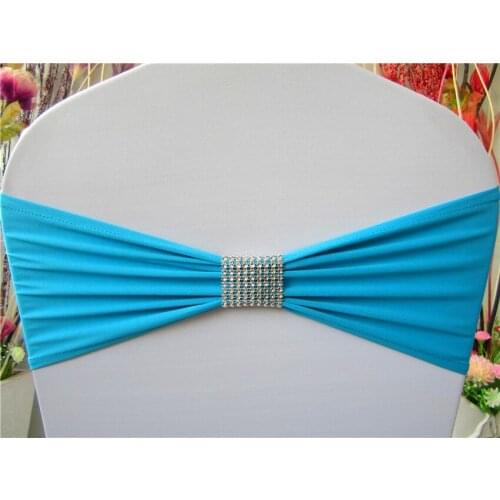 2/2---Silver Mesh Buckle--- Single Layer Spandex/Lycra/Expand Bands/Chair cover sashes For Wedding Party Banquet Decorations